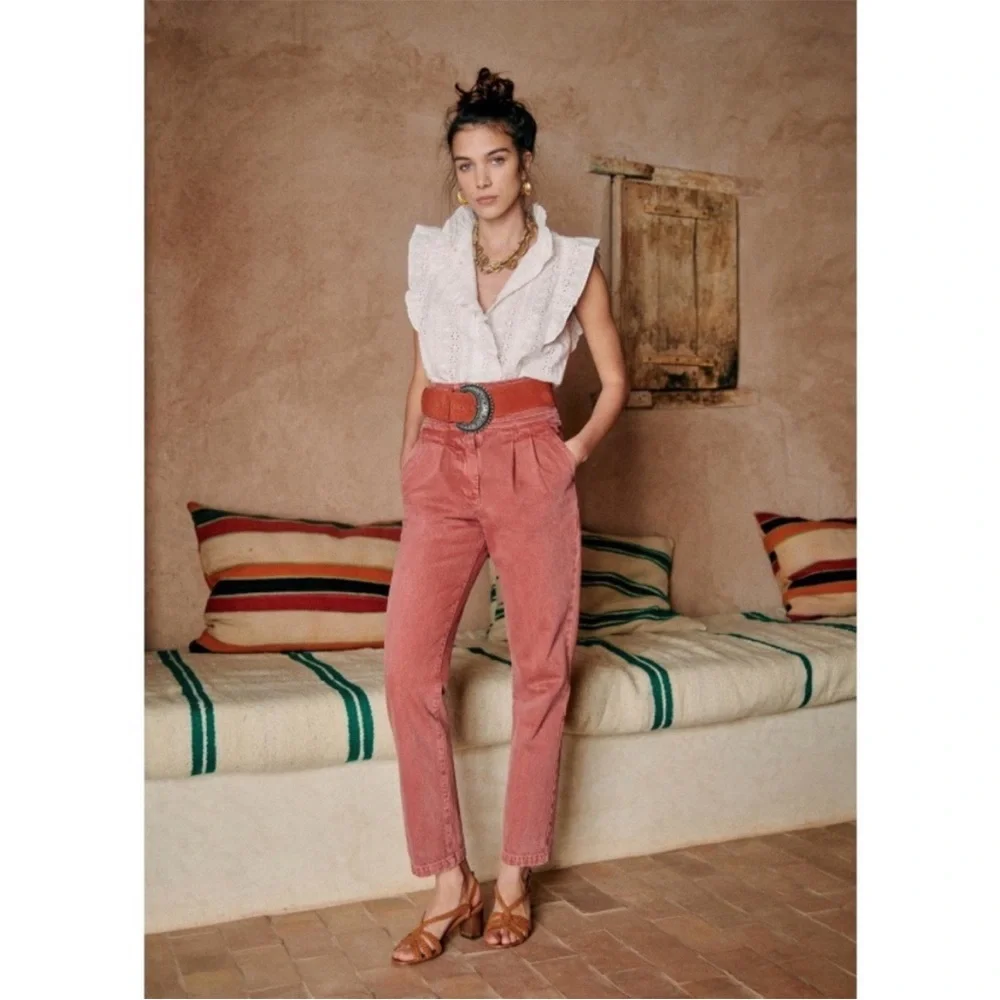 SÉZANE Sidney Dusty Rose Trousers Size 38/6 - Picture 2 of 13
